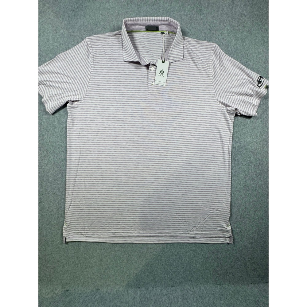 Tasc Performance Gould Polo Air Stripe Lilac Heather White XXL TM779Y-553GT NEW